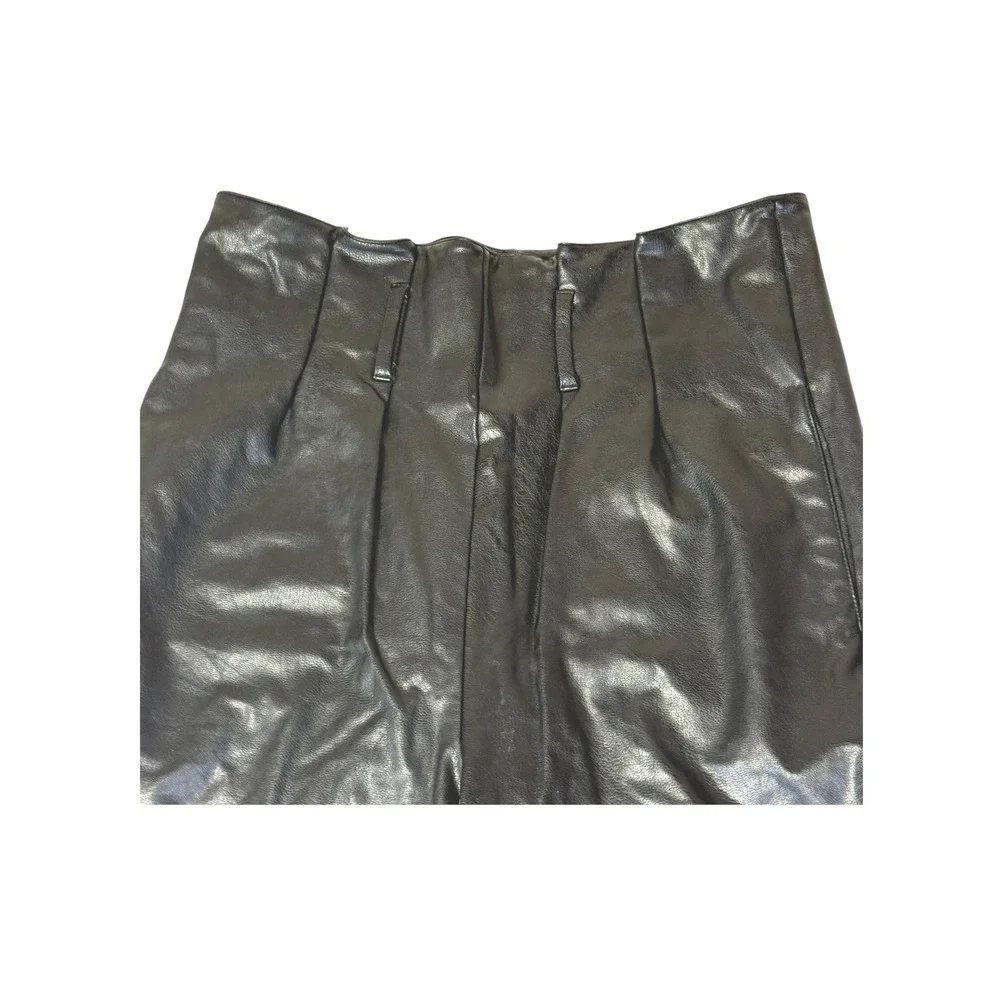 Commando Faux Leather High‎ Waisted Pleated Trousers Pants Black Size S